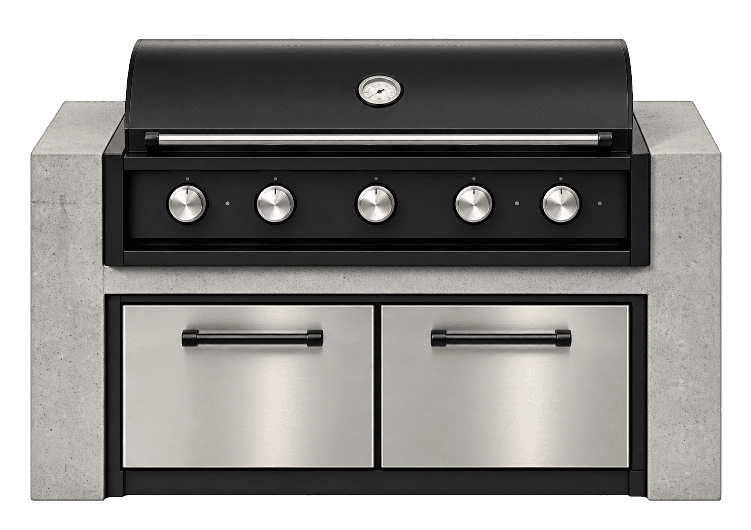 Module avec BBQ encastré et deux tiroirs en acier inoxydable